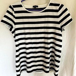 Talbots Black and White Stripe Short Sleeve Tee